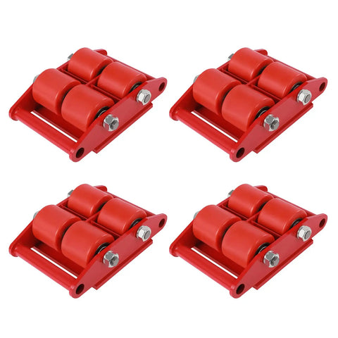 Dead Nuts Heavy Duty Machinery Skates Featuring 360 Degree Swivel Wheels for seamless heavy equipment transport, red steel frame.
