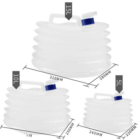 Portable Collapsible Water Container With Spigot For Camping And Road Trips, Lightweight Food Grade Water Storage Jug Sizes 5L 10L 15L