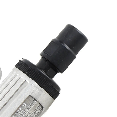 Close-up view of Top Tier Compact Pneumatic Air Die Grinder, featuring a heavy-duty steel shell and attachment for precision rugged tasks.
