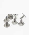 Close-up of 20 Sets Of 17mm Replacement Jeans Buttons Snap Kit With Metal Rivets For Jeans Denim Pants No Sew Button Replacement Durable Riveted Button Set For Quick Fixes.