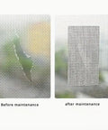 Before and after using Heavy Duty Mosquito Mesh Repair Tape 2M Patch for Dorm Screens and Curtains, Quick Fix for Holes and Tears.