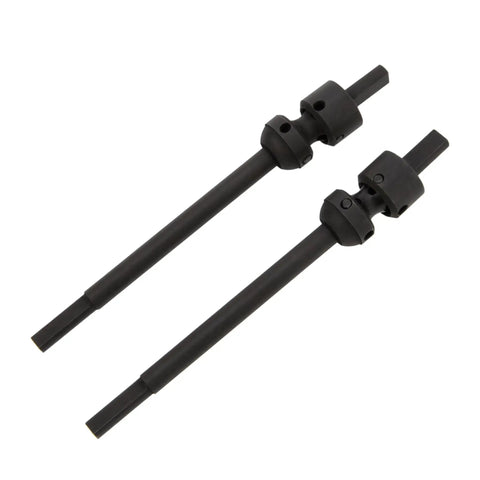 Beefed-Up Universal CVD Drive Shafts Upgrade for RC Crawlers, high hardness steel, showing two shafts for 1/10 scale nylon portal axles.
