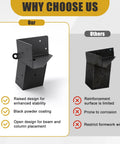 Comparison of Four Piece Trail Tough Heavy Duty Steel Deer Stand Brackets For 4x4 Posts, showing raised design and black powder coat.
