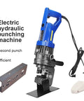 Heavy Duty Electric Hydraulic Punching Machine Mhp-20 with blue handle, designed for clean holes in angle iron and channel steel.
