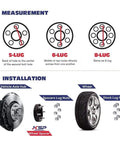 Illustration of 5-lug, 6-lug, and 8-lug wheel spacer measurements and installation guide for Precision Machined 4 Piece Forged Wheel Spacers.