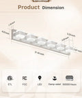 Dimensions diagram of Dimmable LED Vanity Light Fixture Over Mirror With Four Lights, 5000K Daylight, CRI 90, 37.40 inches long
