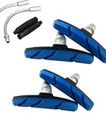 Eight in One 70mm V Brake Pad Set for MTB Bikes with Aluminum Rubber Brake Line Elbow Includes Four Pads and Two Pairs Elbows Durable Wear Proof Quiet Stopping Power Works With Shimano Sram V Brake Systems Blue