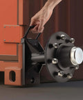 Tough As Nails 8 Lug Shipping Container Wheel Kit Featuring Beefy Cold Rolled Steel Axle, direct mount setup in use.