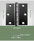 Beefy 3 Inch Door Hinges 24 Pack Black Square Hinge Set With Soft Close Cushion for Interior and Exterior Doors Rust Resistant
