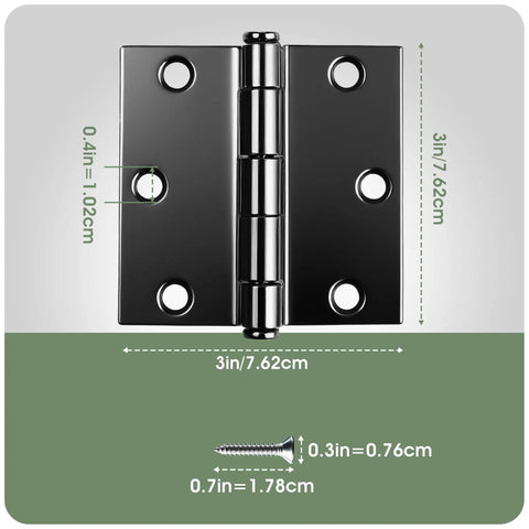 Beefy 3 Inch Door Hinges 24 Pack Black Square Hinge Set With Soft Close Cushion for Interior and Exterior Doors Rust Resistant