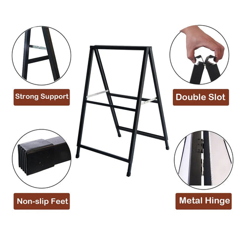 Double Sided A Frame Sidewalk Sign 24x36 Inches Heavy Duty Outdoor Sandwich Board with anti-glare covers and details