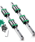 HGR20 Linear Guide Rail Kit With 2 Rails And 4 HGH20CA Blocks 700mm Long Anti Rust Bearings Pro Grade CNC Parts For Auto Printers And DIY CNC Machines, shown with rails, blocks, screws and hex key