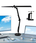 Ultra Bright LED Desk Lamp With Dual Heads, 3 Color Modes, 10 Brightness Levels, 24W Eye Protection Swing Arm Desk Lamp on office desk