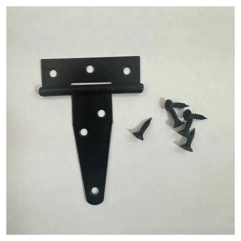 Heavy Duty 20 Pack T Shaped Hinges With Screws For Outdoor Wood Fence And Barn Doors, shown with screws and black steel blade