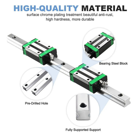 Beefy Pro Grade Linear Rail Kit With 500mm HGR20 Rails And Four Pillow Blocks Plus 500mm SFU1605 Ball Screw End Supports Coupling And Nut Housing