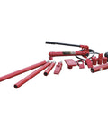 Heavy Duty 10 Ton Hydraulic Portable Ram Kit For Auto Body Repair And Frame Work 16 Piece Set with Snap Lock Extension Tubes