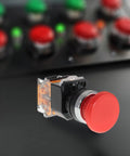 Emergency Stop Button Switch With Red Mushroom Head 22mm NO NC Spring Return Heavy-Duty E Stop for Industrial Control Panels