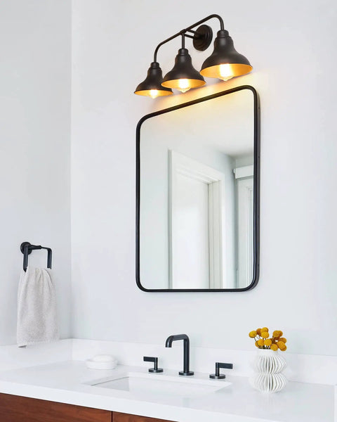 2 Light Farmhouse Vanity Light Over Mirror Rustic Bathroom Wall Sconce With Dope Metal Shades Indoor Industrial Style Lighting For Bath Decor And Safe Long Lasting Use