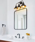 34.25 Inch Farmhouse Four Light Vanity Light In Matte Black Over Mirror Rustic Wall Sconce Fixtures For Bathroom And Bedroom Durable Metal Fixture Rustproof Easy To Clean Modern Cozy Lit Bath Lighting