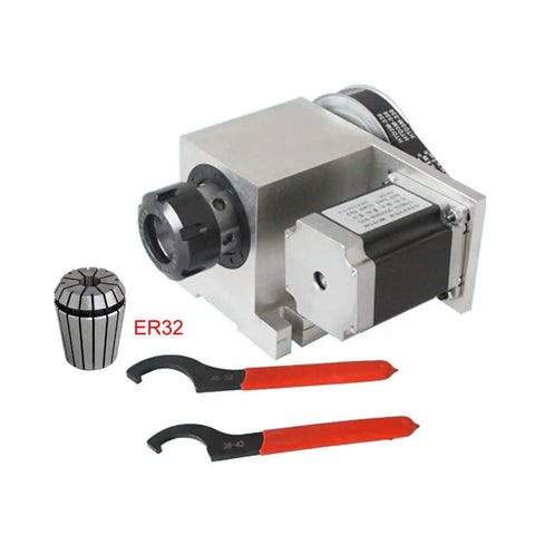 Heavy Duty Cnc Rotary Axis Four Axis Attachment With Er32 Collet Chuck And 65Mm Center Height For Woodworking Engraving Machines, showing precision components.