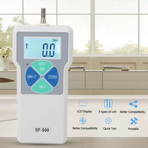 Portable Digital Force Gauge SF-500 Push Pull Tester Meter For Tension And Compression Testing, Accurate High Sensitivity Sensor, Quick Readouts, Handheld Force Meter For Lab, Workshop, And Field Use, LCD display