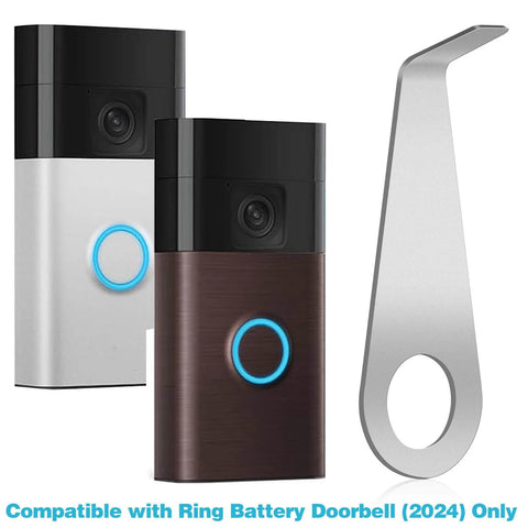Two Pack Must Have Doorbell Key Replacement Tools For Ring Video Doorbell 2024 Release Easy Battery Swap And Secure Opening Kit Stainless Steel Screwdriver Tool Set For Quick Install Maintenance And Safe Accessory in silver with two video doorbells in background