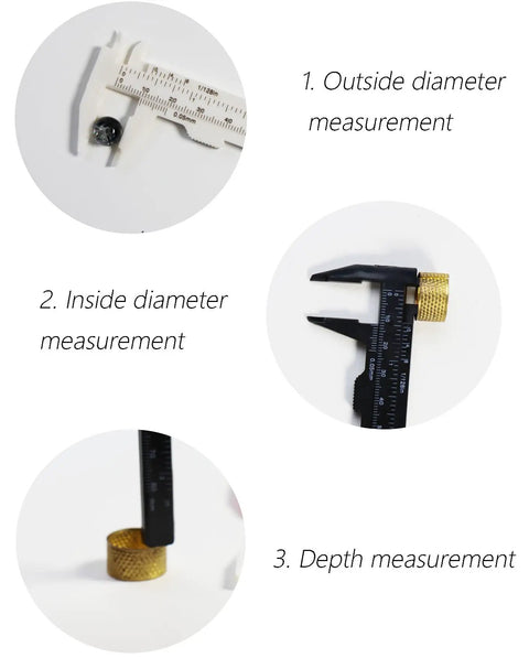 Mini Plastic Vernier Caliper Set 0 To 3 Inches 0.05mm Precision Double Scale Sliding Gauge measures outside, inside, and depth