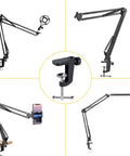 Pro Grade Aluminum Alloy Adjustable C Clamp Mount For Universal Desk Lamps And Mic Arms with black clamp and arm design