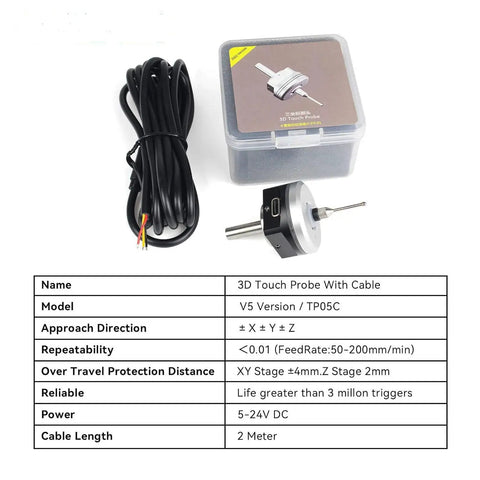 CNC 3D Touch Probe Edge Finder For Mach3 And GRBL CNC Routers, The Handy Coordinate Measuring Sensor With 2M Cable And 6mm Shank