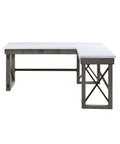 Prime L Shaped Adjustable Standing Desk Solid Setup For Gaming Rooms Bedroom Corners And Compact Home Workspaces Featuring Quick Height Adjustments And Built To Last Tough, gray finish with drawer.
