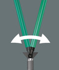 Illustration showing the flexible movement of the Long Arm Hex Key Set, 4 Piece, 4.0mm Ball End L Keys, 137mm Length, Hex Plus Ready, Yellow Finish.