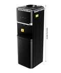 Top Loading Water Cooler With Three Temperature Options Hot Cold Warm For Three Or Five Gallon Bottles Stainless Steel Liner 75W Cooling And 550W Heating Child Safety Lock Black Finish For Home And Office