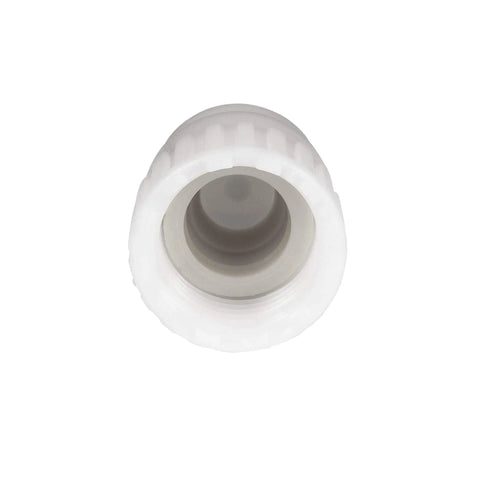 Front view of Half Inch Flair It Female End Cap For PEX And Gray Tubing Leak Resistant No Crimp Compression RV Plumbing Fitting