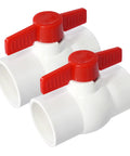 Two Pack 2 Inch PVC Ball Valves With T Handle No Fuss Water Shut Off Slip Socket Fittings For Pools Irrigation Sewage And Home Water Projects 150 PSI Rated