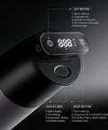 Smart Vacuum Sealed Coffee Canister With Digital Display And Humidity Monitor showing control buttons and digital readout features.