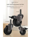Four Piece Pack Of Heavy Duty Furniture Casters Featuring 1 Inch Silent Rubber Wheels Threaded Mounts Secure Brake Smooth Glide Daily Built Tough A Real Deal Home Upgrade, showcasing various sizes of casters.