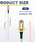 2 Pack RP SMA Female To PCB Solder Wire Pigtail Cable 4 Inch Length 10 cm RG178 Coaxial Cable With Washers And Nuts for WiFi