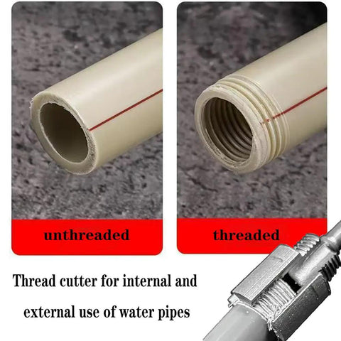 Hot Shot Electric Drill Compatible PVC Pipe Threader Kit with Water Pipe Thread Cutting Tool for internal and external threading.