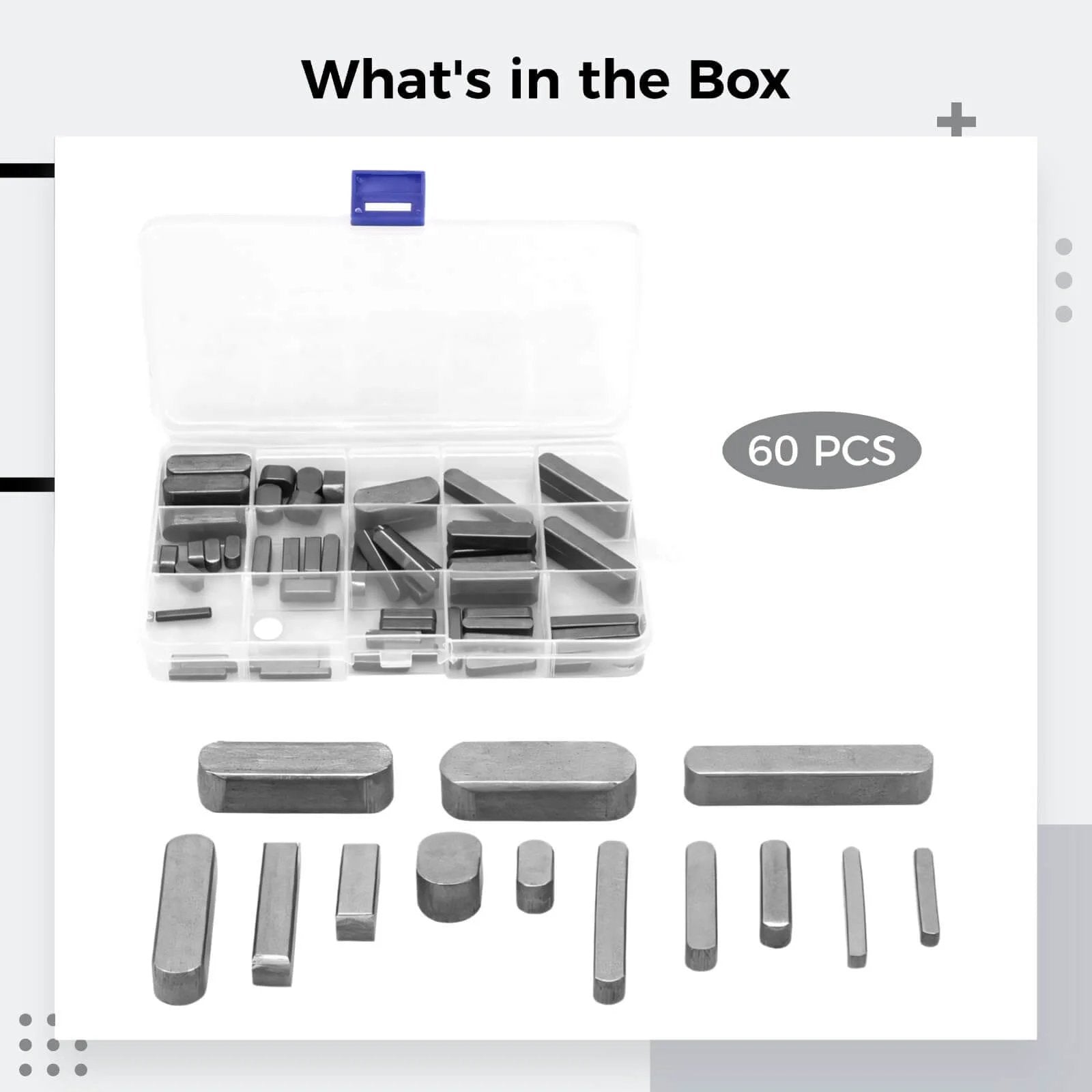 60 Piece Square Key Stock Set With Storage Box For Indust