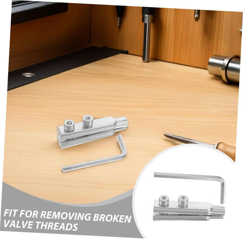 Hot Deal Broken Valve Screw Extractor Kit: Stainless Steel 2pc Universal Pipe Wrench For Faucet Fixture Thread Removal And Extraction Tool on wood surface