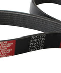 Heavy Duty Serpentine Belt For Honda CrV And Dodge Ram Fit 2004 To 2006 Models shown with 7 rib design and dimensions.