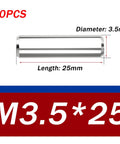 Solid 304 Stainless Steel Dowel Pins 20 Piece Set For CNC Machining And Furniture Assembly, Precision Ground Alignment Pins 3.5x25mm