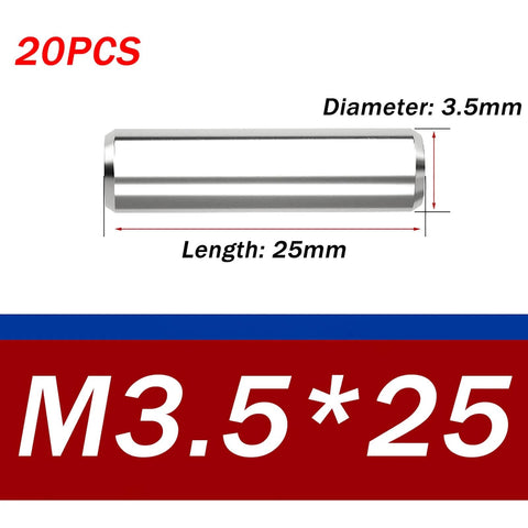 Solid 304 Stainless Steel Dowel Pins 20 Piece Set For CNC Machining And Furniture Assembly, Precision Ground Alignment Pins 3.5x25mm