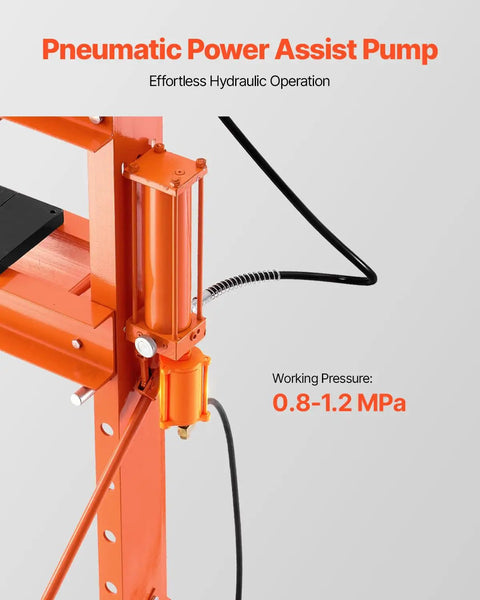 Pneumatic power assist pump of Vevor 20 ton hydraulic shop press for effortless operation and precision bending.