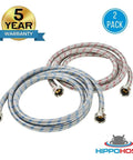 12 Ft Braided Stainless Washer Hoses Set With Color Coded Hot And Cold Lines No Fuss Burst Proof Up To 1500 PSI Universal Fit