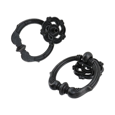 Antique Bronze Ring Pull Handles Set Of Four For Cabinets And Drawers Vintage Style Cabinet Pulls With Screws Included