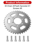 40T Rear Sprocket For 35 Chain Go Kart Quad Mini Bike Dirt Bikes Replacement Part With Burn Marked Surface, shown with screws.