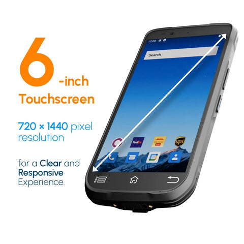 Rugged Android 12 Barcode Scanner Handheld Mobile Computer With Octa Core 2.0GHz 1D 2D QR Code NFC Reader IP66 4G WiFi 6.0 Inch Touch Screen