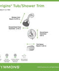 Origins Tub And Shower Faucet Trim Kit With Single Handle And 1 Spray Polished Chrome Finish 1.5 GPM Valve Not Included diagram