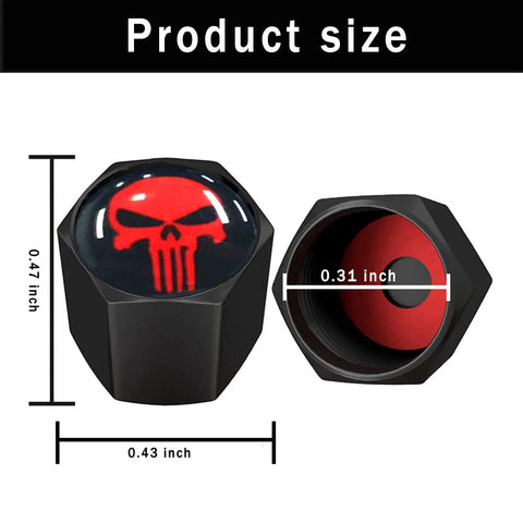 Skull Tire Valve Cap Set Ride Ready 4 Pack Airtight Dust Proof Universal Air Valve Caps For Cars Trucks Bicycles Red Zinc Alloy